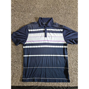 Nike Golf Polo Shirt Mens Large Blue Striped Short Sleeve Dry Fit Activewear
